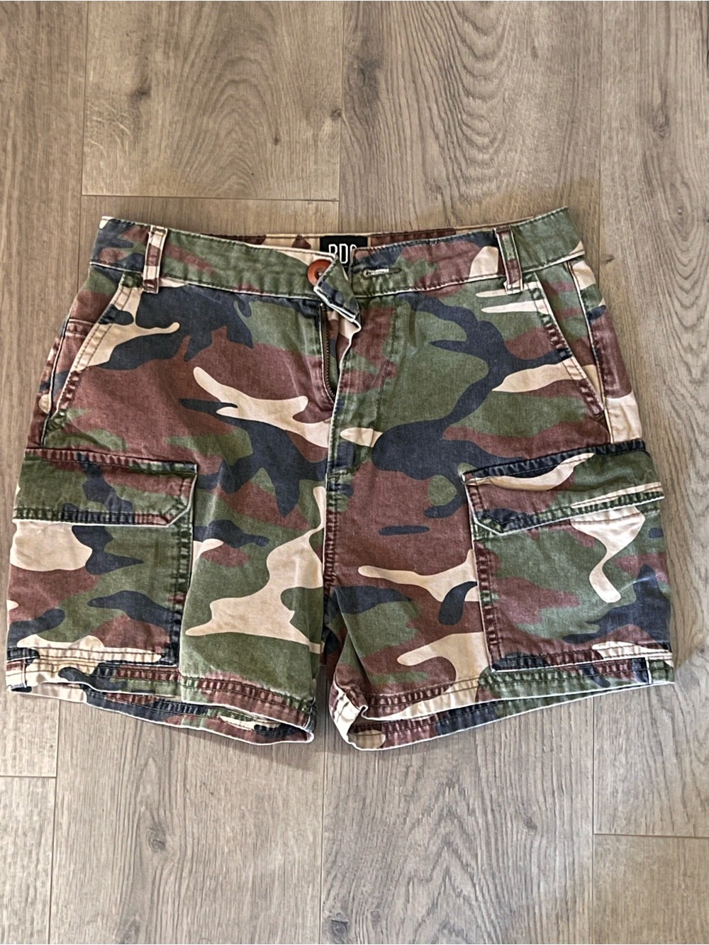 Urban Outfitter’s Camo Cargo Shorts in Green & Brown